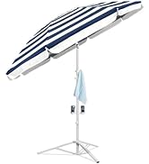 AMMSUN Shade Umbrella, Premium Portable Umbrella with Stand, 6.5ft Lightweight Free Standing Cano...