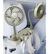 xuenair Battery Powered Fan for Car Back Seat Dual 360 Hose Arm, 2026 Cute Car Fan for Backseat K...
