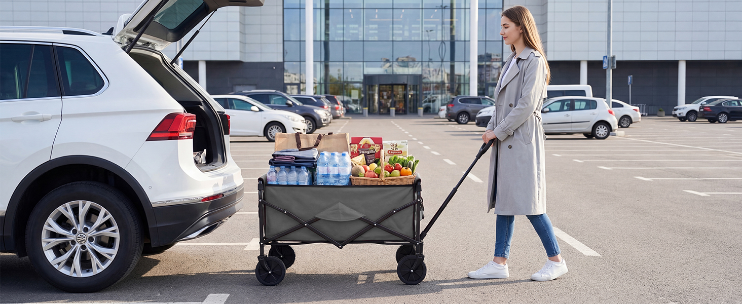 Foldable Utility Wagon for Grocery Shopping