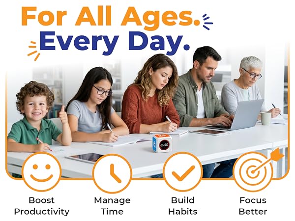 Visual timer for all ages—kids, students, adults, and parents for focus, routines,and everyday tasks