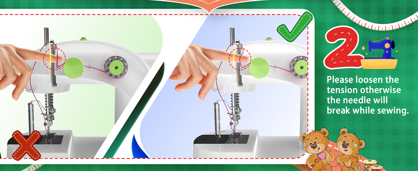 LED light of mini sewing machine makes it easy to sew dark fabrics or work in dark conditio