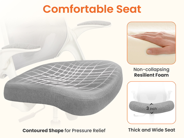 Comfy chair with thick and wide seat