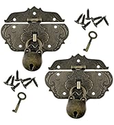 ZDRU 2-Set Antique Decorative Hasp Latch Lock Kit Bronze Tone Vintage Embossing Jewelry Box Clasp...