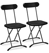 GYMAX Folding Chair, 400lbs Plastic Chairs Set with Steel Frame &amp; Ergonomic Curved Back, Indoor &amp;...