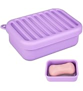 Silicone Leak-Proof Travel Soap Case, Portable Soap Container with Removable Draining Pad, Shatte...