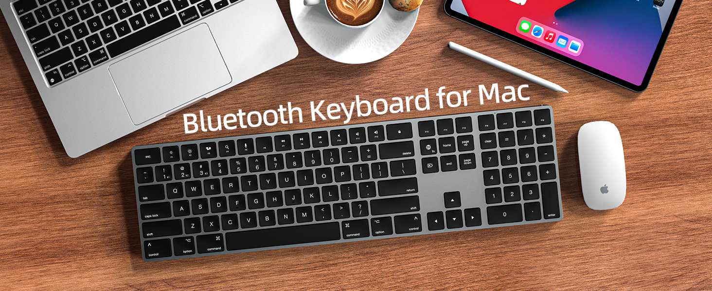 Bluetooth Slim Keyboard for Mac, Aluminum Rechargeable Keyboard Wireless