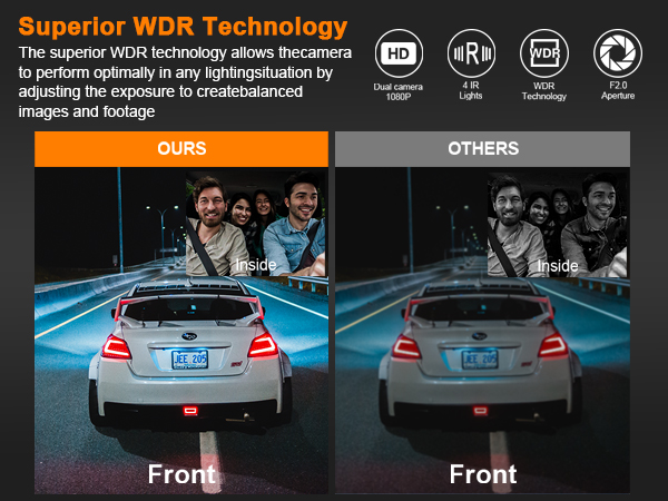 dual dash cam front and inside