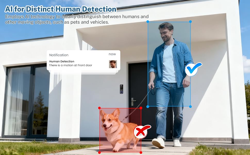 1080p Wireless Video Doorbell Camera with Al forDistinctHuman Detection