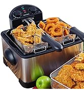 Secura 1700-Watt Stainless-Steel Triple Basket Electric Deep Fryer with Timer Free Extra Odor Fil...