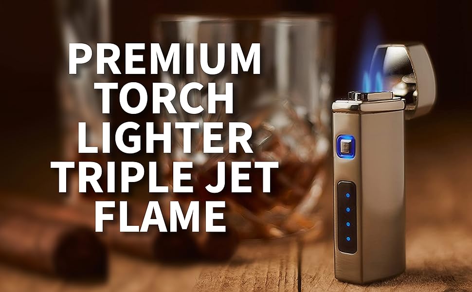 Pardo Torch Lighter Triple Jet Flame, Refillable Butane Lighter