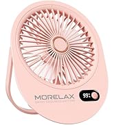 Morelax Portable Desk Fan Rechargeable,Small Personal Fan Strong Powerful Wind Battery Operated, ...