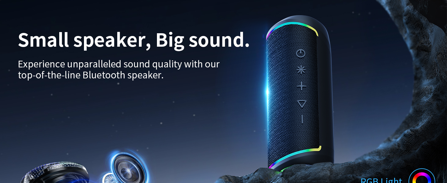 Bluetooth Speaker with HD Sound, Portable Wireless, IPX5 Waterproof, BT5.3, for Home/Party/Outdoor