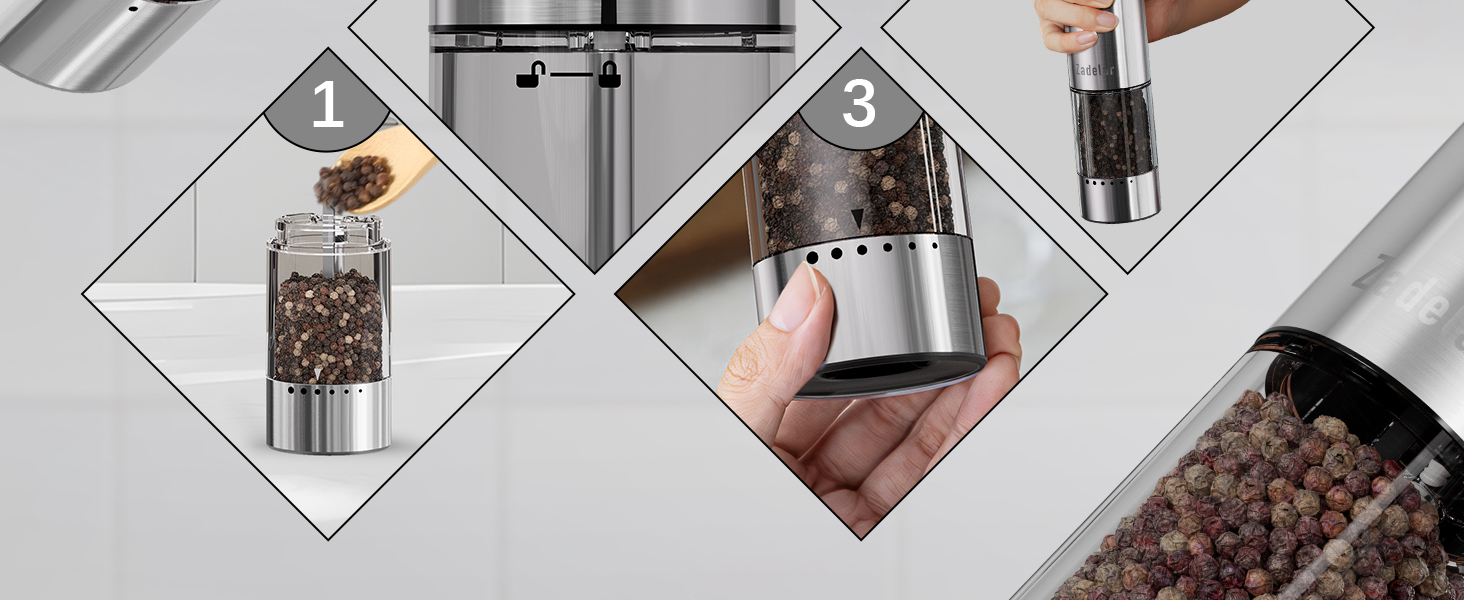 Electric Rechargeable Salt and Pepper Grinder Set