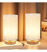 Table Lamp for Bedroom - Small Beside Lamps for Night Stands Home Office - Minimalist Design Warm...