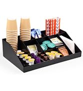SZQINJI Coffee Condiment Organizer Holder 10-Compartment Break Room Coffee Condiment Caddy Cup St...