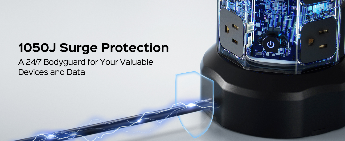 power strips with 1050J surge protection