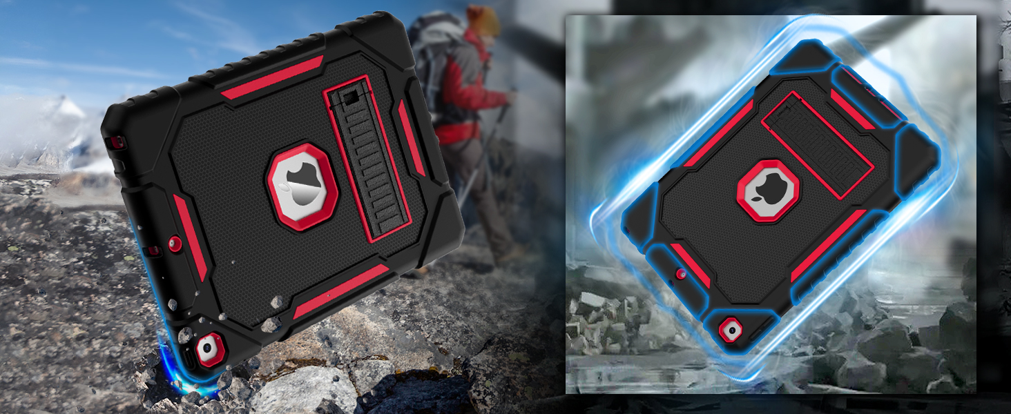 ipad 7th generation case black+red