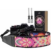 Padwa Lifestyle Colorful Knit Camera Strap - 2" Full Grain Leather Ends Camera Straps for Photogr...