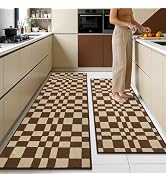 hicorfe Kitchen Runner Rugs Set of 2,Non Slip Kitchen Mats for Floor-Thick Stain Resistant Kitche...
