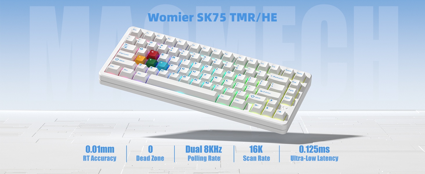 Keyboard 75%, Wireless Custom Mechanical Keyboard Rapid Trigger Hall Effect Magnetic Switch