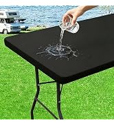 homing 6 Foot Rectangle Elastic Fitted Tablecloth, Waterproof Fabric Table Cover, Washable Polyes...