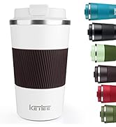 KETIEE Travel Coffee Mug 12oz: Reusable Insulated Coffee Cup with Leakproof Lid, Travel Tumbler, ...