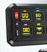 Bzgnl RGB 8 Gang Switch Panel,12-24V Bluetooth APP 230FT 433MHZ Long Range, Auxiliary Backlit Off...