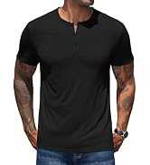 COOFANDY Men's Henley Shirts Short Sleeve Casual Basic Henley Tee Summer Button Lightweight Stret...