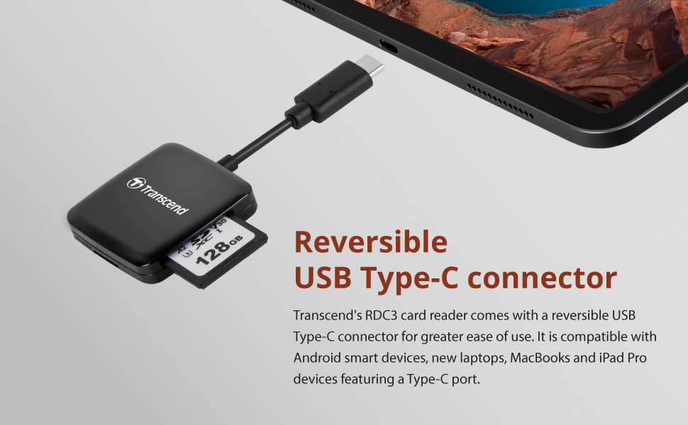 SD/microSD Card Reader, USB 3.2 Gen 1, Black, Type C