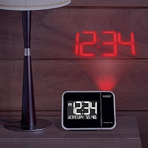lacrosse, la crosse, 616-1412, projection, alarm, bedside clock, projected time, temperature
