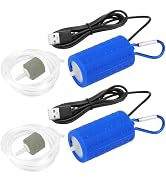 MakerHawk 2 Pcs Aquarium Air Pump Fish Tank Small USB Air Pump Quiet with Tubing, Air Stones, Buc...