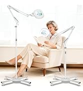 KIRKAS 12X 30X Floor Magnifying Glass with Light and Stand, Infinite Color Dimmable 2 in 1 Large ...