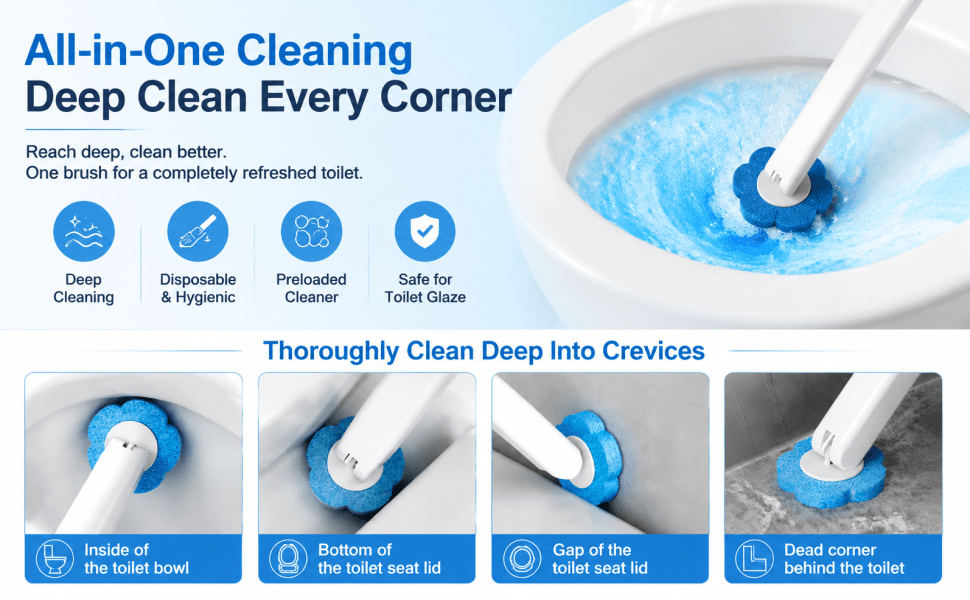 Disposable toilet brush set,Toilet cleaning brush kit