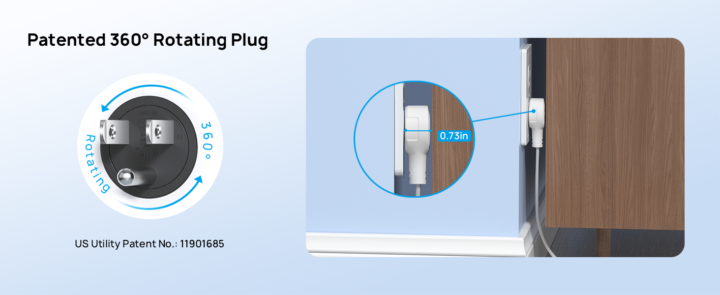 rotating plug extension cord