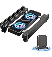 Adjustable Computer Tower Stand with Cooling Fan, Mobile CPU Holder with 4 Rolling Casters, Under...