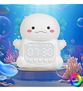 Aokpsrt Axolotl Alarm Clock with Night Light for Kids, Rechargeable Silicone Lamp Time to Wake Cl...