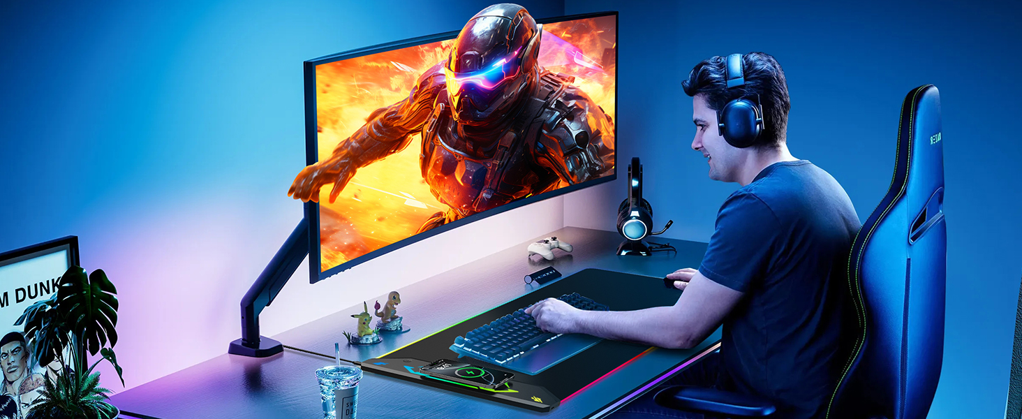 Gaming mouse pad RGB mousepad wireless charging