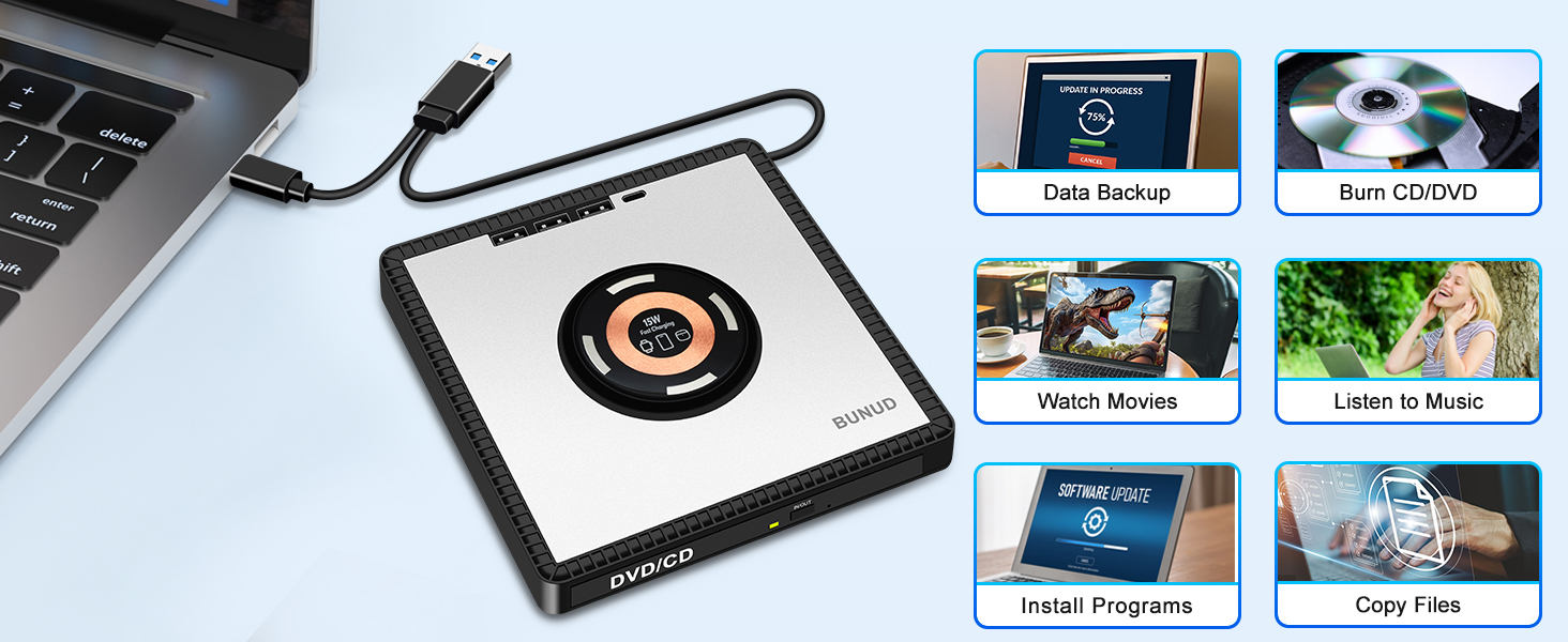 cd rom external drive laptop usb dvd drive dvd player burn cd/dvd drives rw fast charging