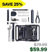 HOTO 40-Piece Tool Kit, Household Essentials Tool Set w/Smart Electric Screwdriver (LED, 3 Torque...