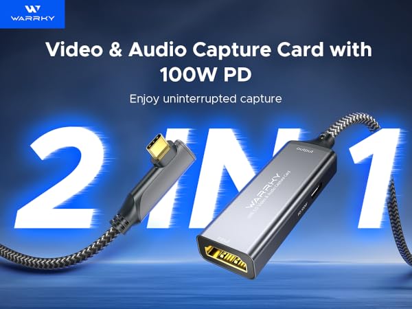 warrky video capture card for streaming with 100w power delivery