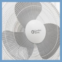 comfort zone standing fan oscillates 90 degrees