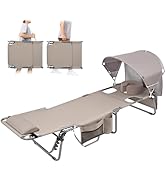 Tanning Chair with Sun Canopy Face Hole Softer Padded Adjustable Washable, Heavy Duty Layout Fold...