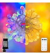 RaThun Multicolor Crystal Globe String Lights Plug in 116 Ft. 200 LED 8 Modes with Remote,Waterpr...