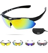 LOLOON Cycling Glasses for Men Women Youth, UV Protection Sports Sunglasses for Running Climbing ...