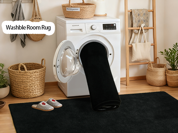 6x9 Washable Area Rugs for Bedroom Living Room Classroom Soft Memory Foam Rug for Kids Carpet Black