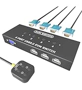 KVM Switch VGA 4 Port - VGA KVM Switch for 4 Computers Share 1 Monitor &amp; 3 USB 2.0 Devices,Keyboa...
