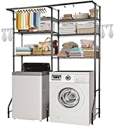 VEVOR Over Washer and Dryer Storage Shelves, 6 Tiers Laundry Room Drying Rack with Hanger Rod and...