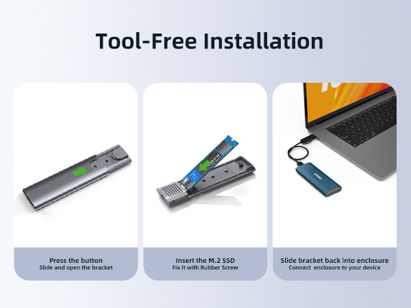 MAIWO USB 3.1 Gen 2 External Enclosure for M.2 NVMe SSD 2230/2242/2260/2280, Tool Free 