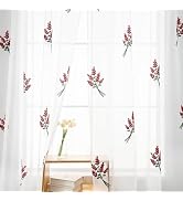 Karseteli Floral Sheer Curtains Embroidered Lavender Patterned Semi-Sheer Curtain 84 Inches Long ...