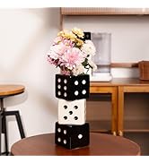 MOUGIGI Unique Handmade Dice Vase - Stylish Black &amp; White Ceramic Decor for Home, Bar | Geometric...